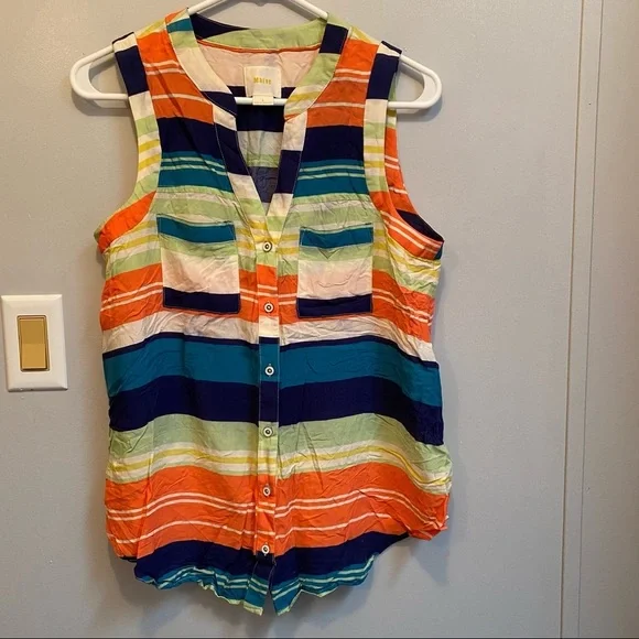 Maeve Anthropologie Sleeveless Button Down Blouse Size 8 - Picture 1 of 7